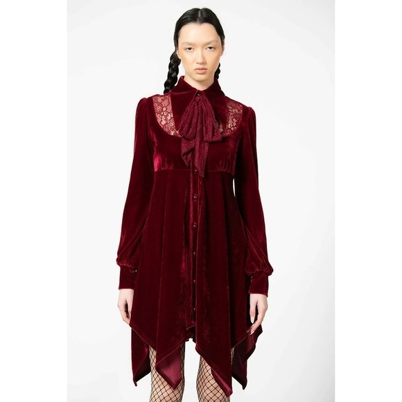 Killstar Dresses & Skirts - Killstar Nymyria Blood Red velvet dress size M